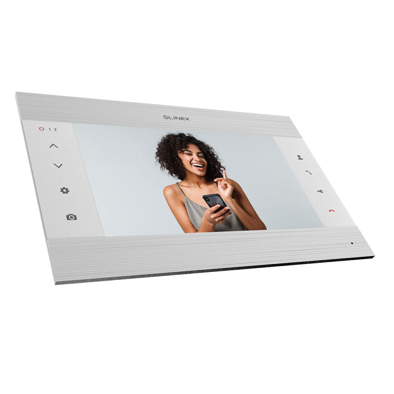 Slinex SL-10MHD цвет серебро + белый. 10" Домофон с программной детекцией движения и функцией памяти