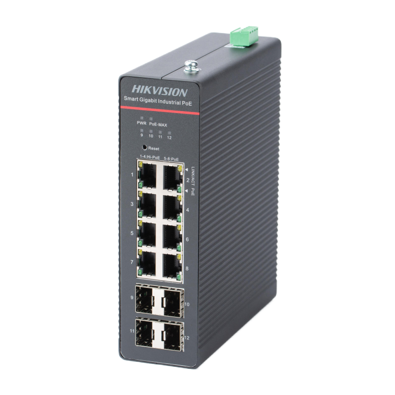 Hikvision DS-3T1512HP-SI-8P4F Промышленный 8-портовый управляемый коммутатор PoE