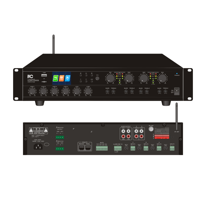 ITC T-4240UC 4-канальный матричный цифровой микшерный усилитель 4*240 Вт с Bluetooth и MP3